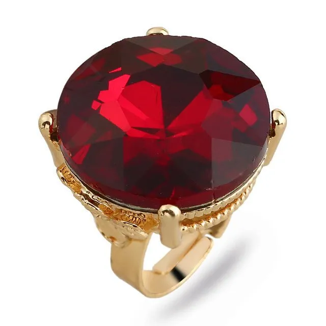 Luxury Blue Sapphire Ring 10K Yellow Gold for Women Jewelry