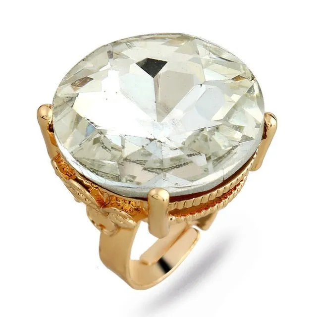 Luxury Blue Sapphire Ring 10K Yellow Gold for Women Jewelry