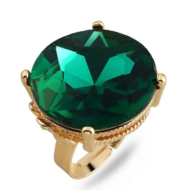 Luxury Blue Sapphire Ring 10K Yellow Gold for Women Jewelry