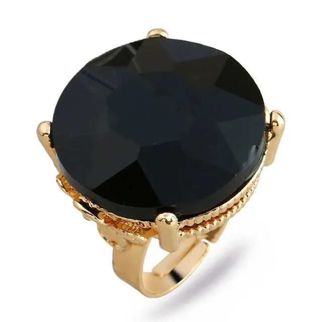 Luxury Blue Sapphire Ring 10K Yellow Gold for Women Jewelry