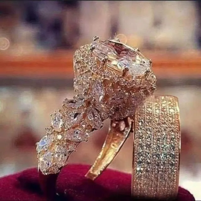 Luxury Gemstone Engagement Ring Set Women Wedding Jewelry