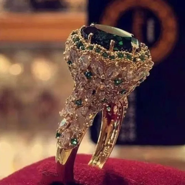 Luxury Gemstone Engagement Ring Set Women Wedding Jewelry