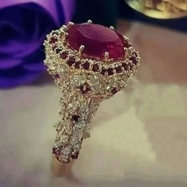 Luxury Gemstone Engagement Ring Set Women Wedding Jewelry