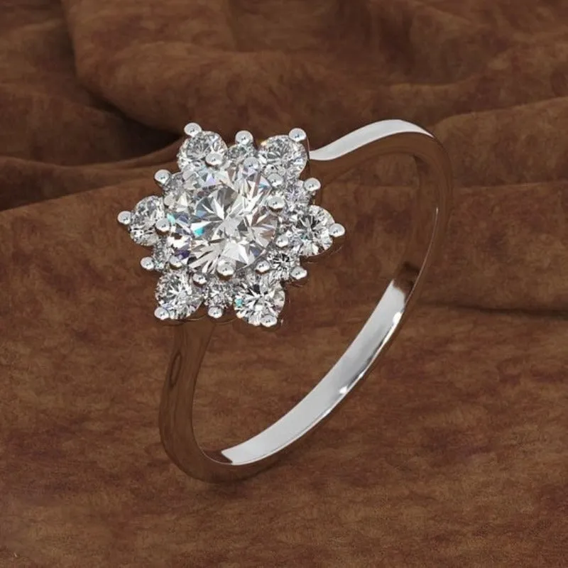 Luxury Sapphire Snowflake Gold Ring Wedding  Jewelry for Women