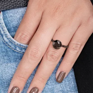 Magia Negra - Black Diamond  Natural Black Diamond Round Engagement Ring in Rose Gold