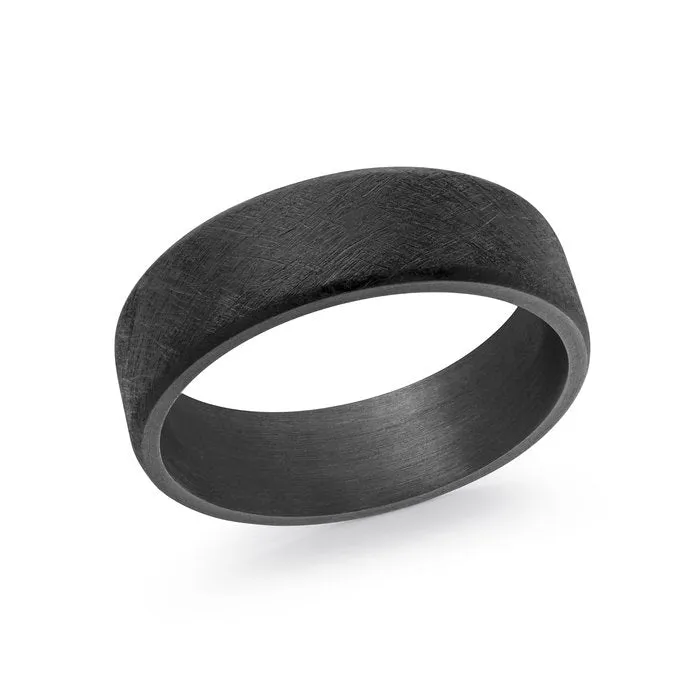 Malo (7mm) Black Tantalum Diamond Brush Finished Men's Band