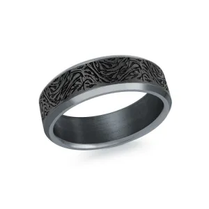 Malo (7mm) Tantalum and Carved Carbon Fiber Men's Band