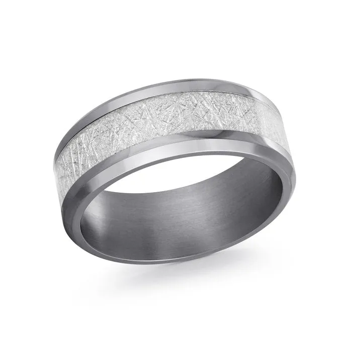 Malo (8mm) Tantalum and Meteorite Inlay Band