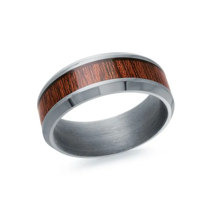 Malo (8mm) Tantalum and Wood Inlay Men's Band