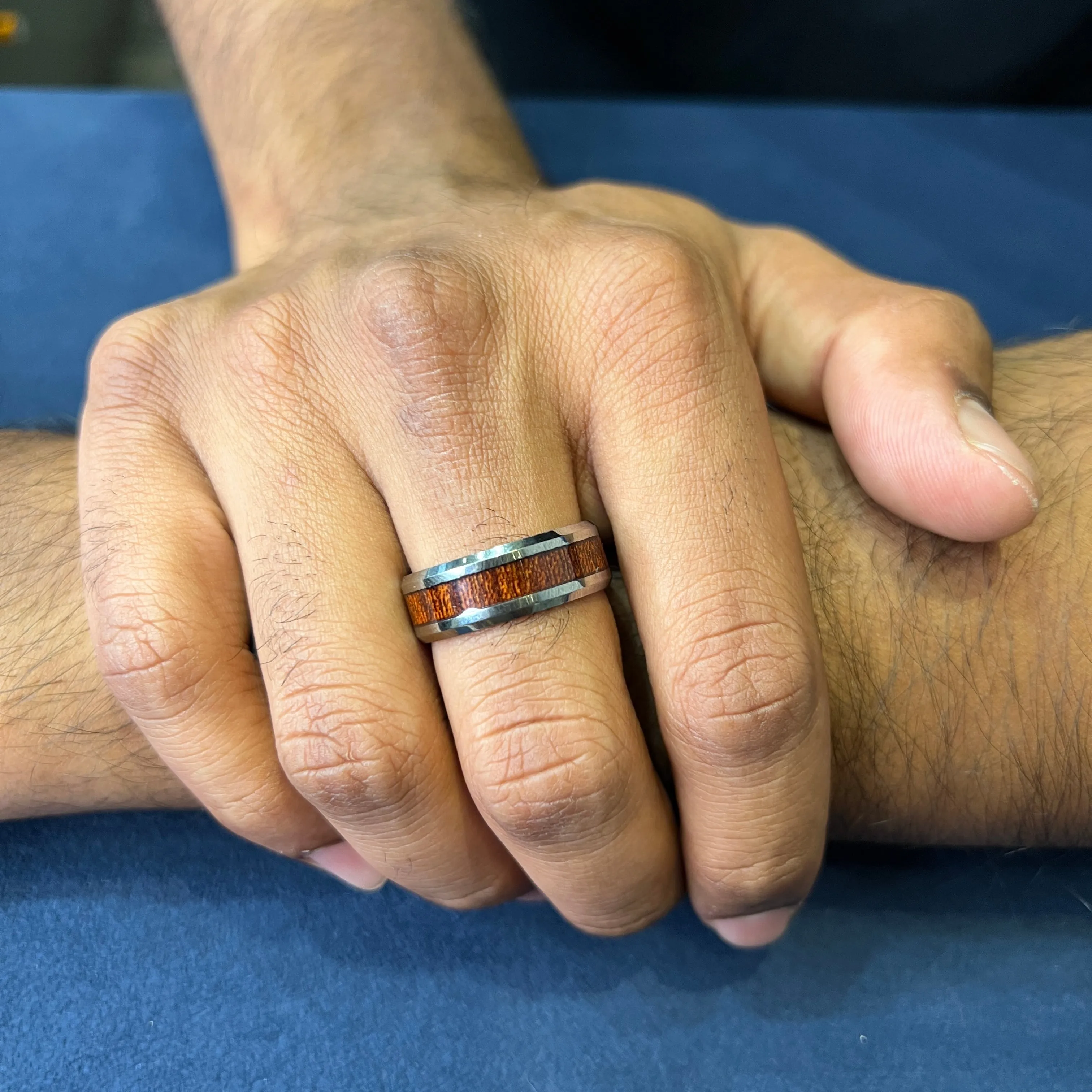Malo (8mm) Tantalum and Wood Inlay Men's Band