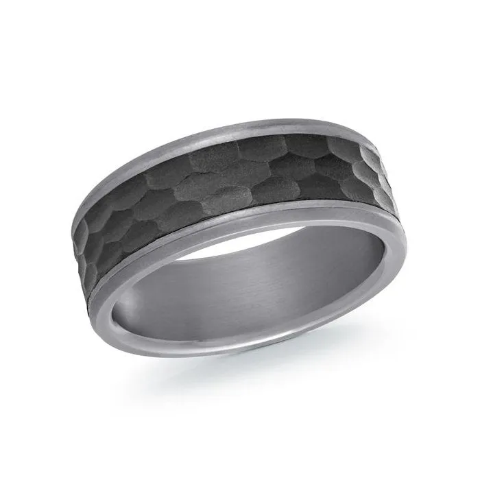 Malo (8mm) Tantalum Hammered Carbon Fiber Men's Band