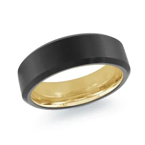 Malo Tungsten (7mm) Black and Gold Tone Band
