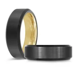 Malo Tungsten (7mm) Black and Gold Tone Band