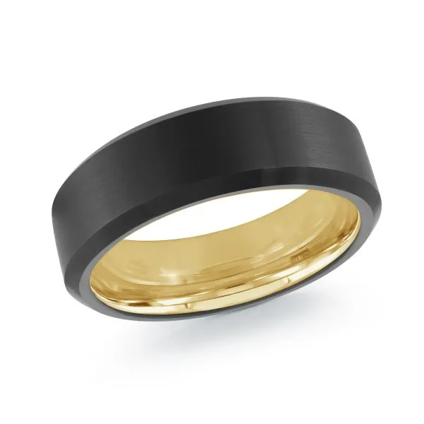 Malo Tungsten (7mm) Black and Gold Tone Band