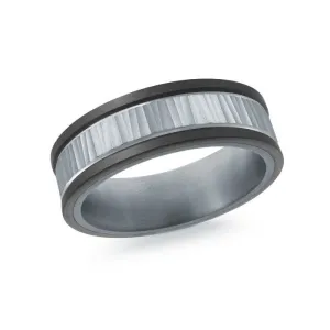Mardini 14K Gold & Carbon Fiber Tantalum Inlay Mens Band