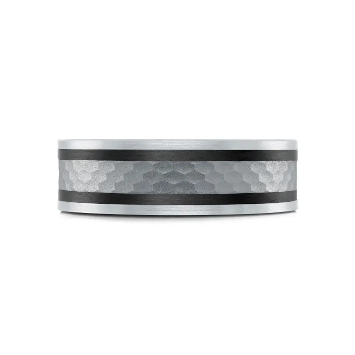 Mardini 14K Gold & Carbon Fiber Tantalum Inlay Mens Band