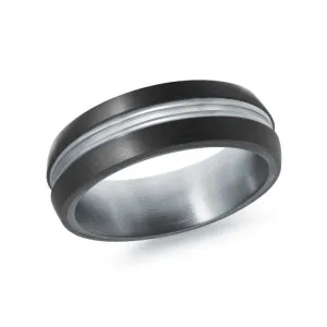 Mardini 14K Gold & Carbon Fiber Tantalum Inlay Mens Band