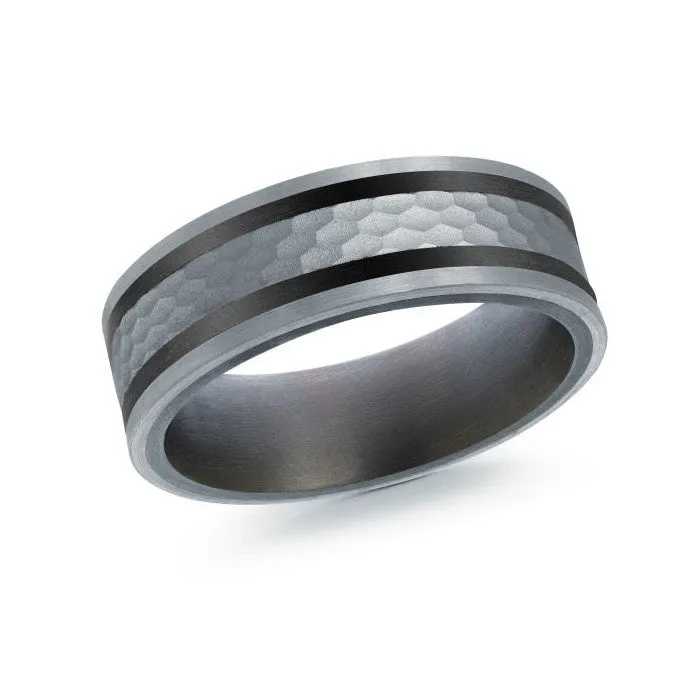 Mardini 14K Gold & Carbon Fiber Tantalum Inlay Mens Band