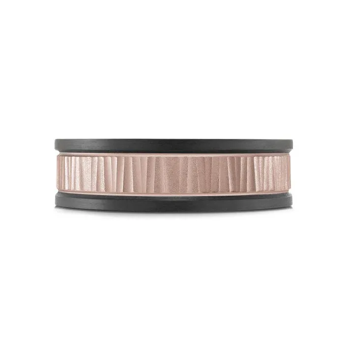 Mardini 14K Gold & Carbon Fiber Tantalum Inlay Mens Band