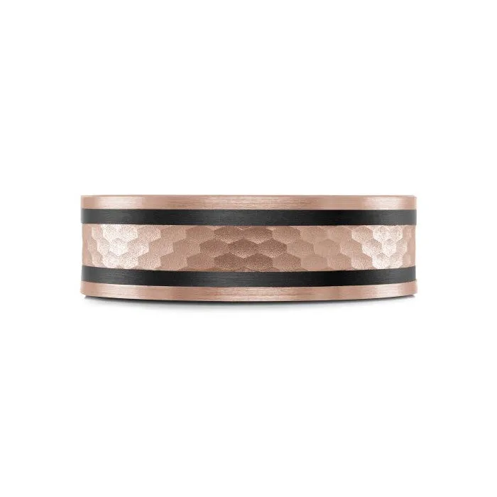 Mardini 14K Gold & Carbon Fiber Tantalum Inlay Mens Band