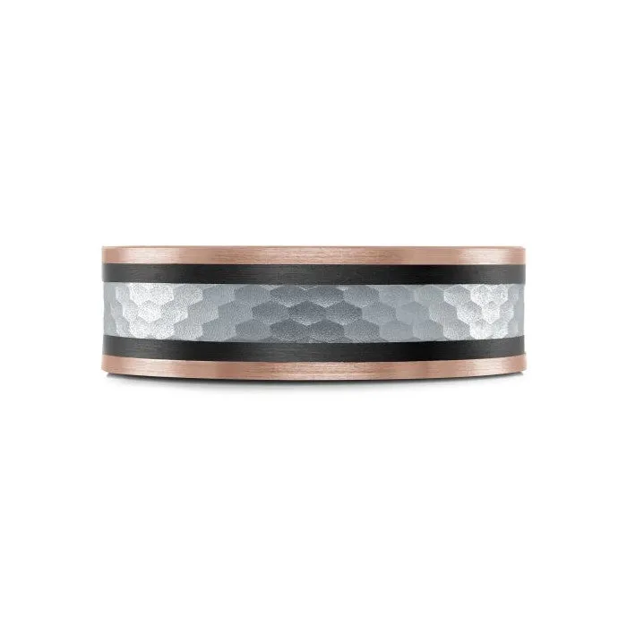 Mardini 14K Gold & Carbon Fiber Tantalum Inlay Mens Band