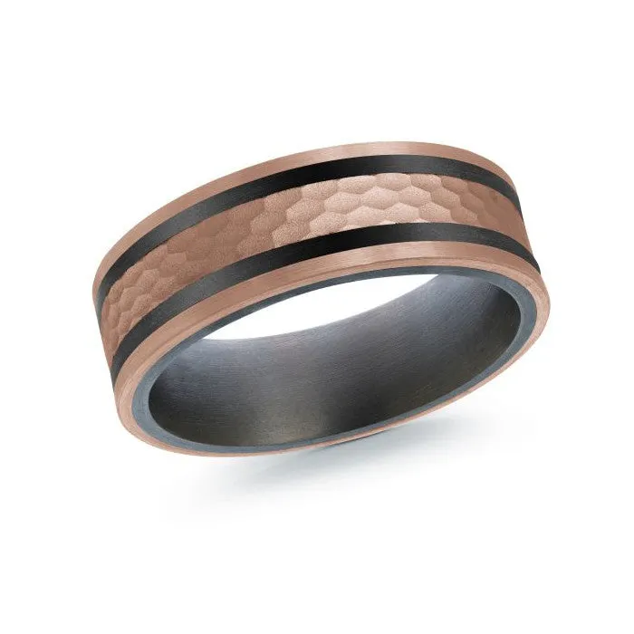 Mardini 14K Gold & Carbon Fiber Tantalum Inlay Mens Band