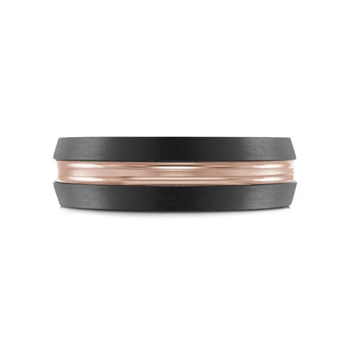 Mardini 14K Gold & Carbon Fiber Tantalum Inlay Mens Band