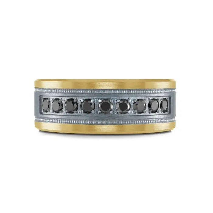 Mardini 14K Gold and Tantalum (0.45ct) Black Diamond Mens Band
