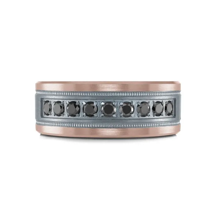 Mardini 14K Gold and Tantalum (0.45ct) Black Diamond Mens Band