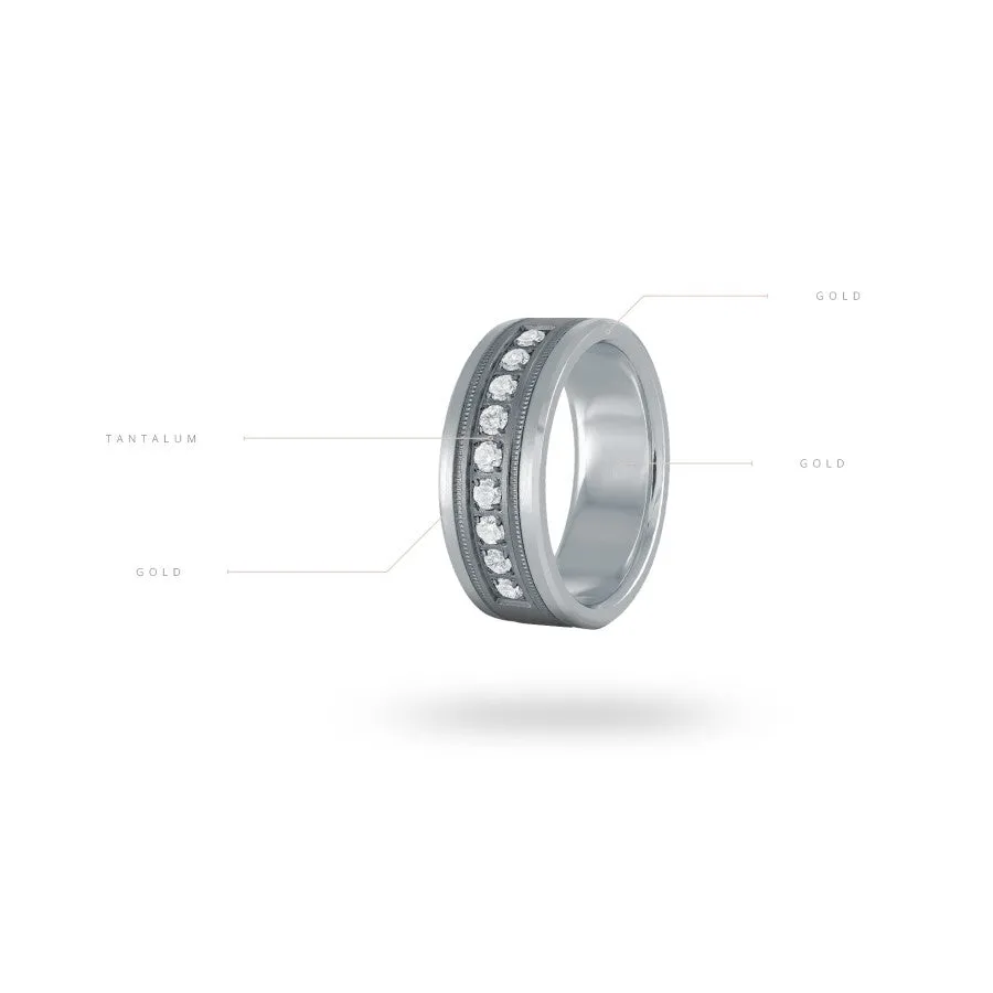 Mardini 14K Gold and Tantalum (0.45ct) Black Diamond Mens Band