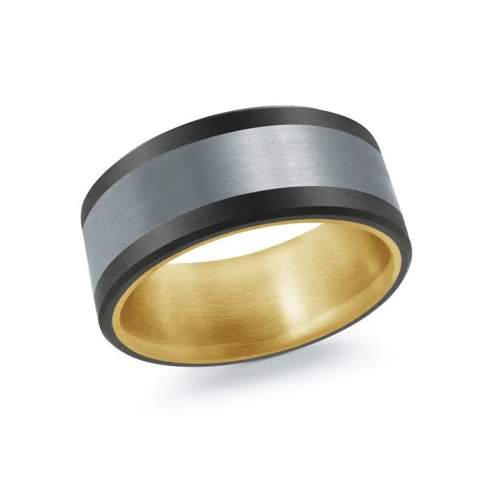 Mardini 14K Gold Inlay Tantalum & Carbon Fiber Mens Band