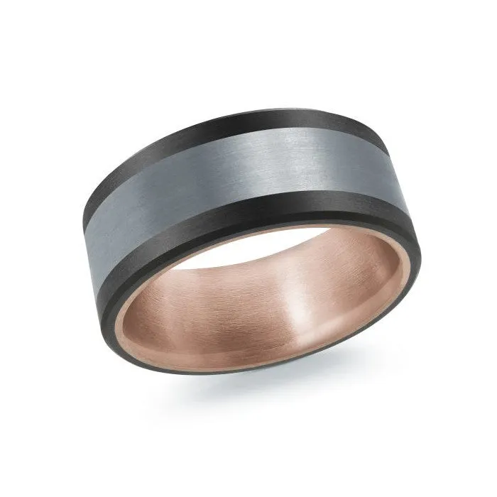 Mardini 14K Gold Inlay Tantalum & Carbon Fiber Mens Band
