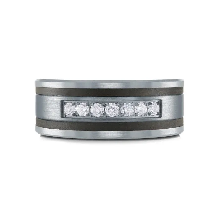 Mardini 14K Gold, Tantalum & Carbon Fiber (0.25ct) Diamond Mens Band