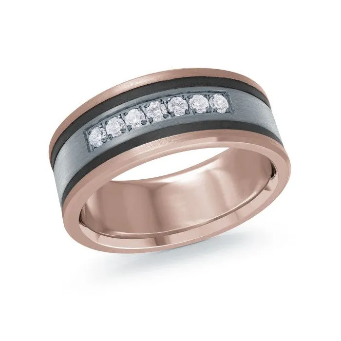Mardini 14K Gold, Tantalum & Carbon Fiber (0.25ct) Diamond Mens Band