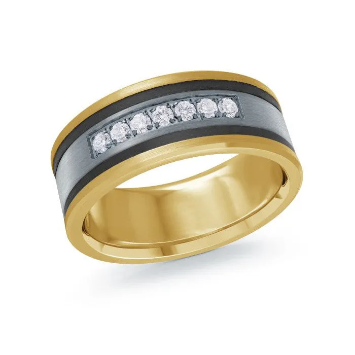 Mardini 14K Gold, Tantalum & Carbon Fiber (0.25ct) Diamond Mens Band