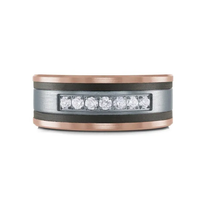 Mardini 14K Gold, Tantalum & Carbon Fiber (0.25ct) Diamond Mens Band