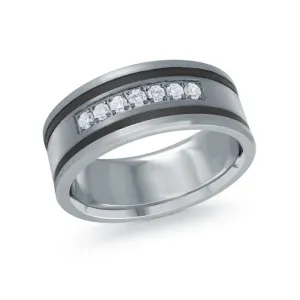 Mardini 14K Gold, Tantalum & Carbon Fiber (0.25ct) Diamond Mens Band