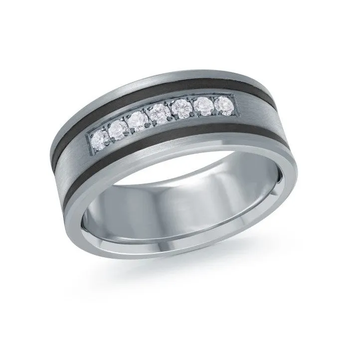 Mardini 14K Gold, Tantalum & Carbon Fiber (0.25ct) Diamond Mens Band