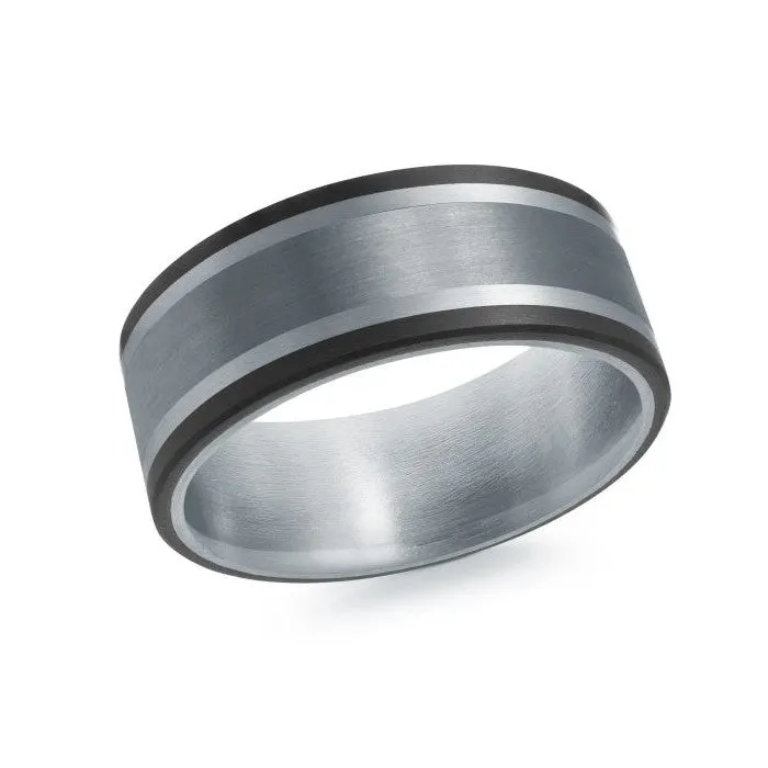 Mardini 14K Gold, Tantalum & Carbon Fiber Mens Band
