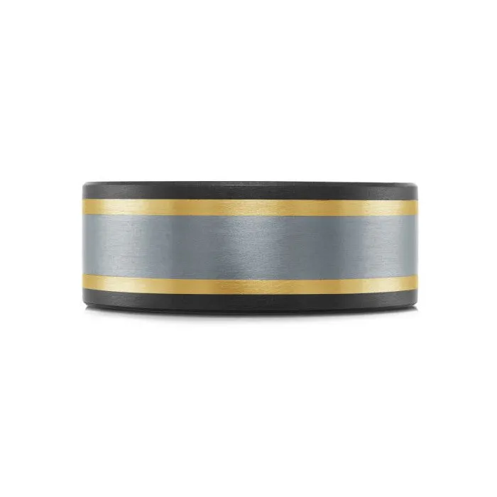 Mardini 14K Gold, Tantalum & Carbon Fiber Mens Band