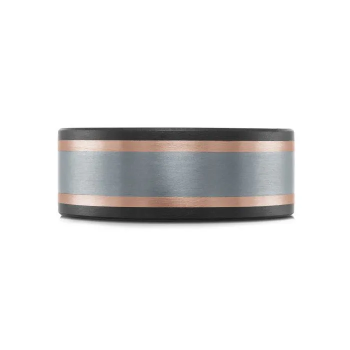 Mardini 14K Gold, Tantalum & Carbon Fiber Mens Band
