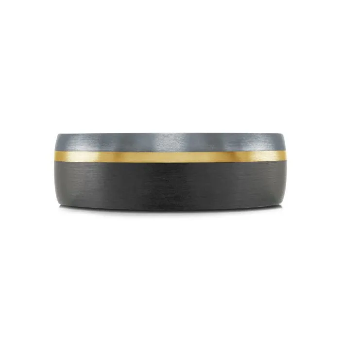 Mardini 14K Gold, Tantalum & Carbon Fiber Mens Band