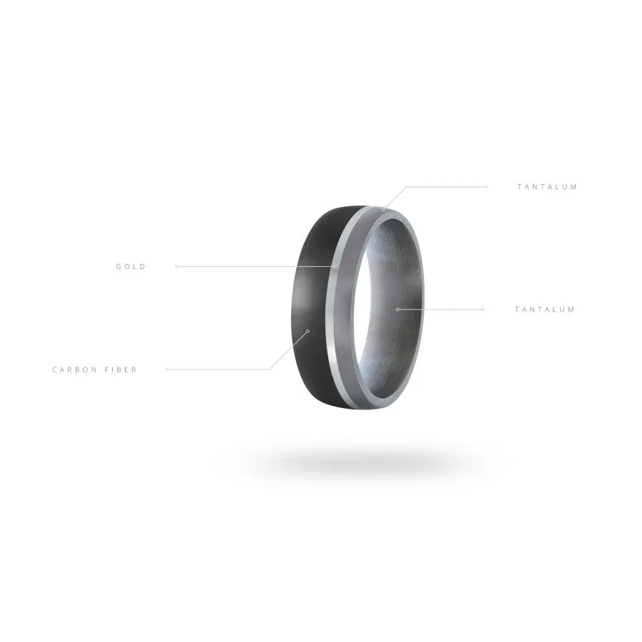 Mardini 14K Gold, Tantalum & Carbon Fiber Mens Band