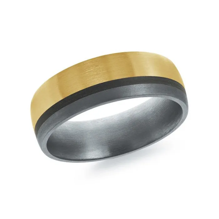 Mardini 14K Gold, Tantalum & Carbon Fiber Mens Band