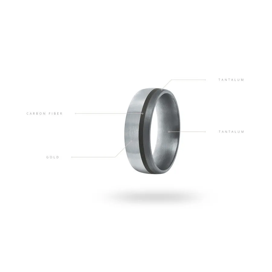 Mardini 14K Gold, Tantalum & Carbon Fiber Mens Band