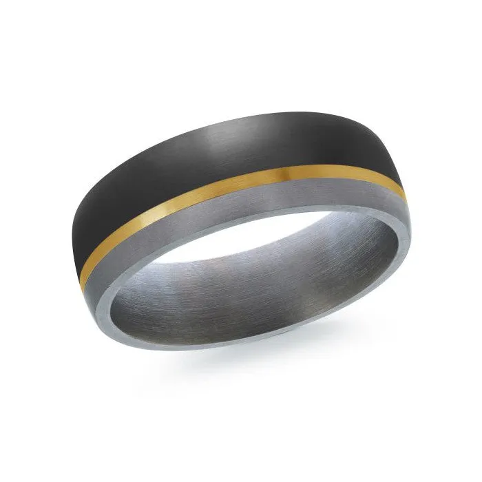 Mardini 14K Gold, Tantalum & Carbon Fiber Mens Band