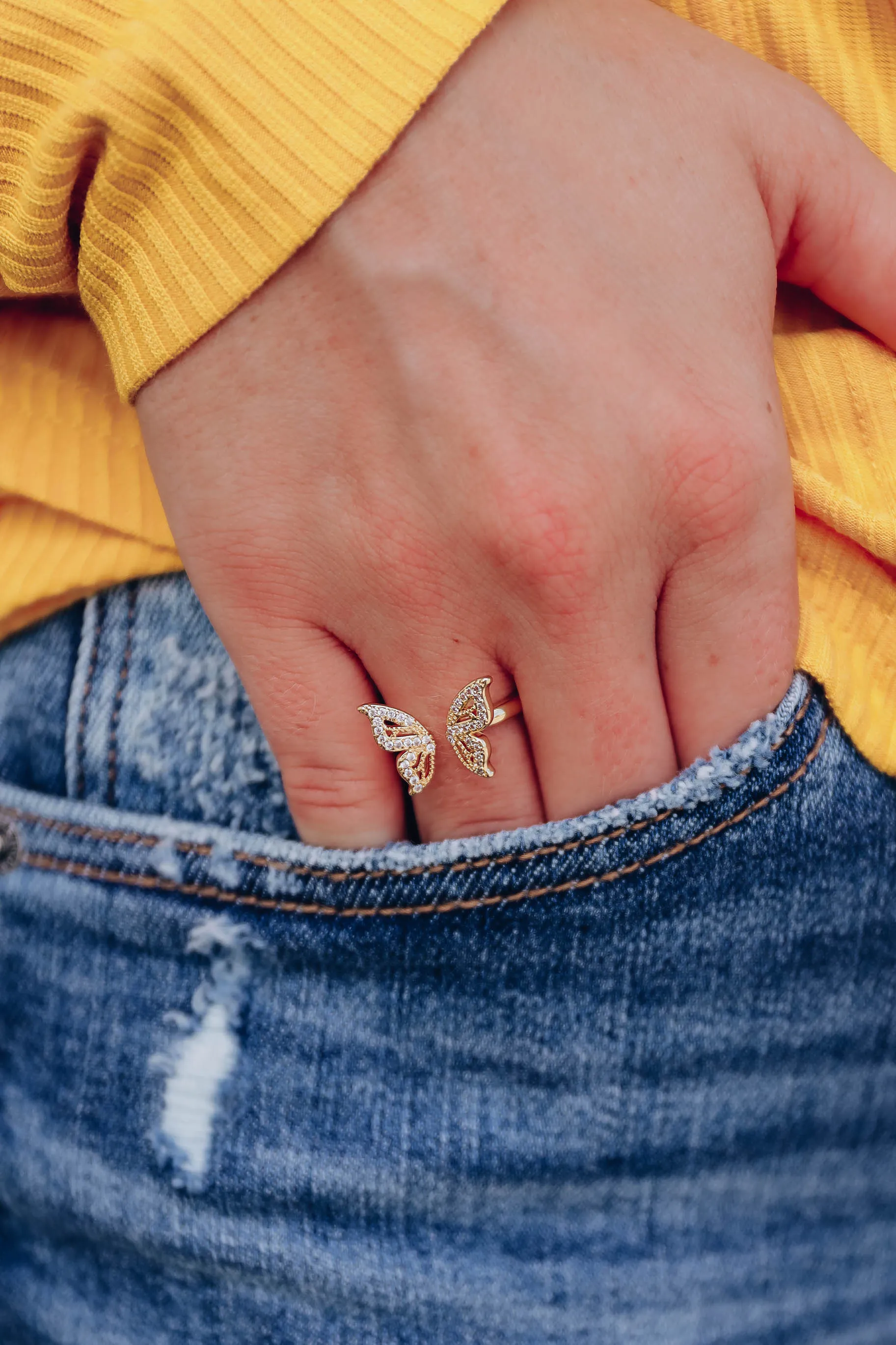 Marnie CZ Butterfly Ring - Gold