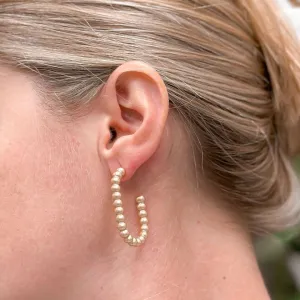 Matte Ball Oval Hoop Earrings - Gold
