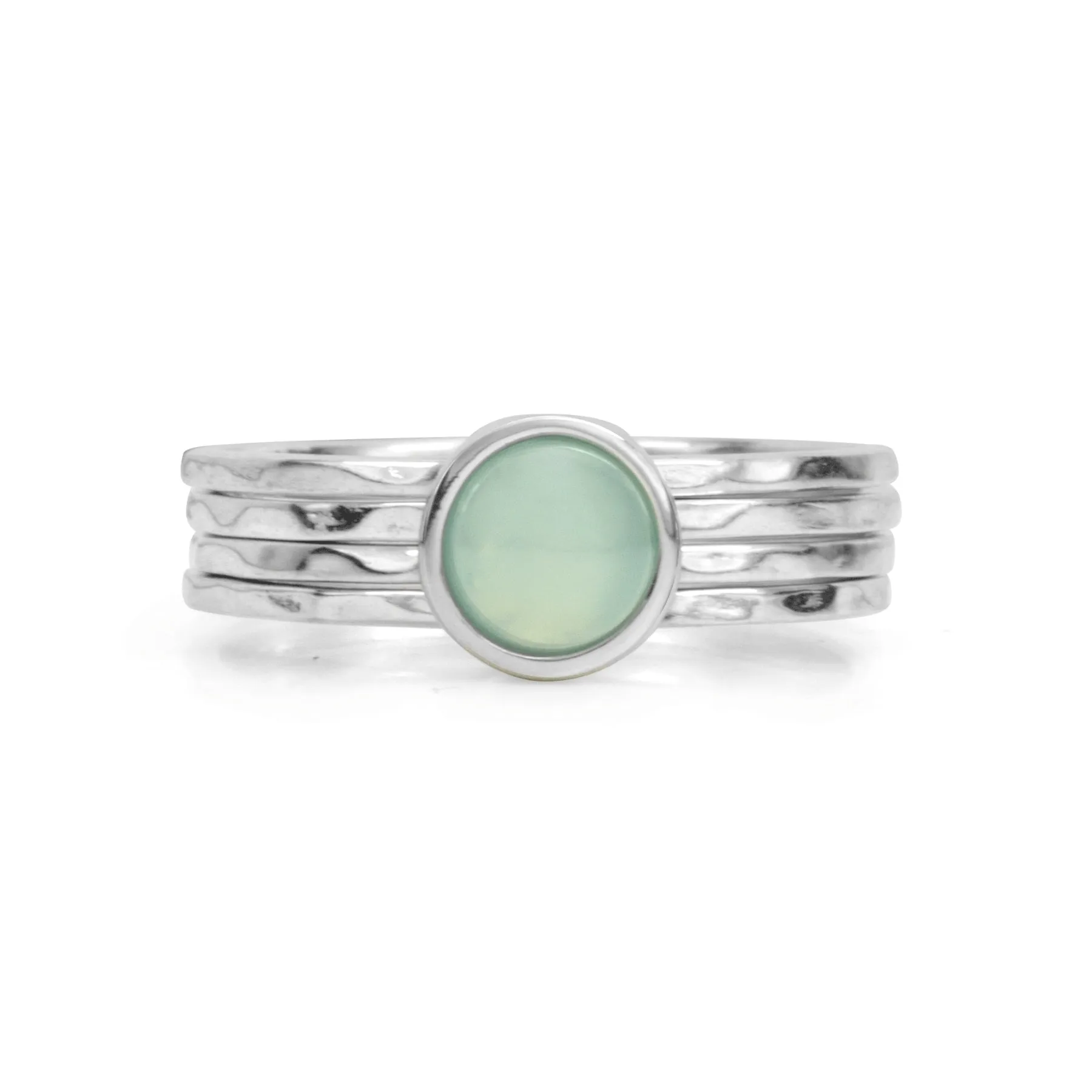 Meditation Ring Still Sterling Silver Blue Chalcedony Spinning Band