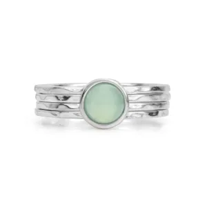 Meditation Ring Still Sterling Silver Blue Chalcedony Spinning Band